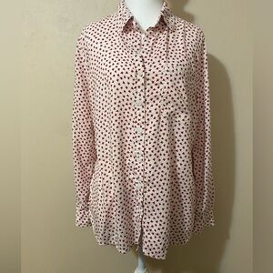Beach Lunch Lounge Women's Size Small Red Flower Button Up Shirt